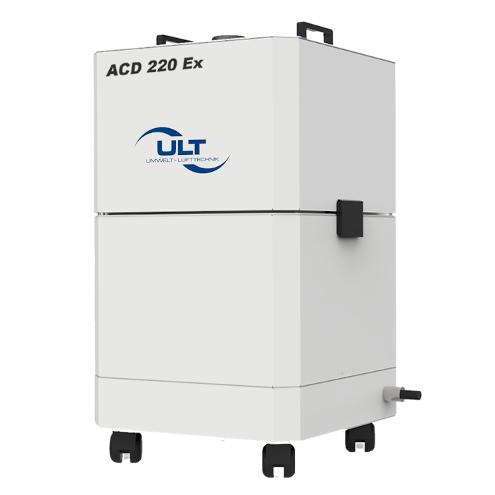 Graues Gerät mit ULT-Logo zur Filtration brennbarer Gase