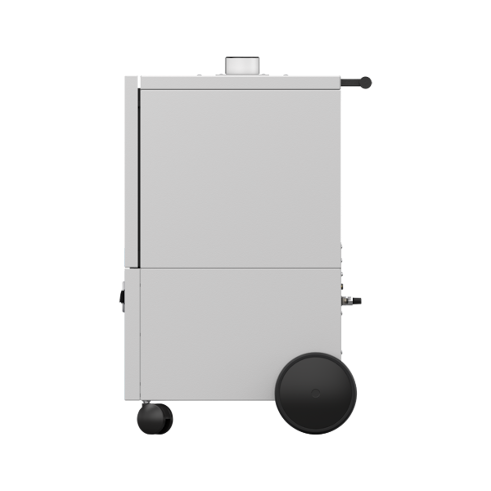 Side view of the device with different sized device rolls
