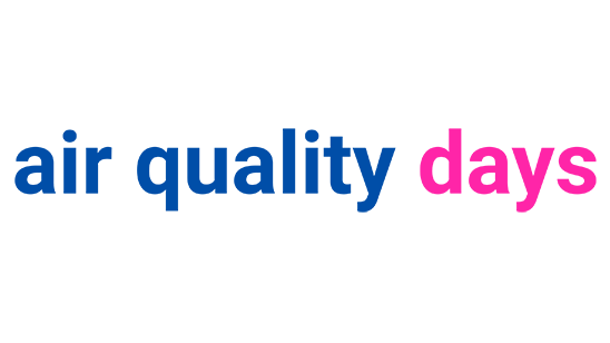 Schriftzug für die Veranstaltung in dunkelblau und magentafarben