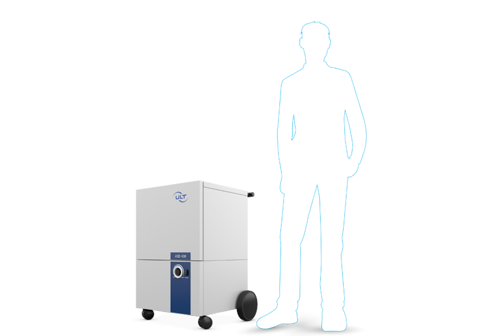 Schematic representation of a person next to the system