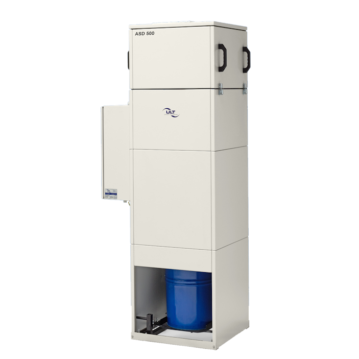 Grey system with blue dust collection container