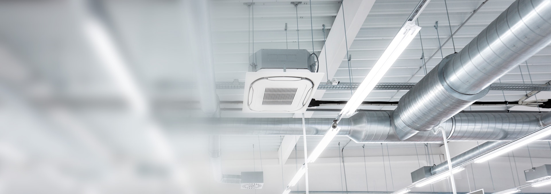 Ducts under the rooof of a production facility