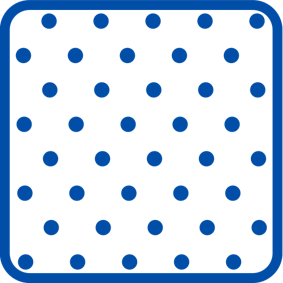 Blue icon with schematically depicted dust particles