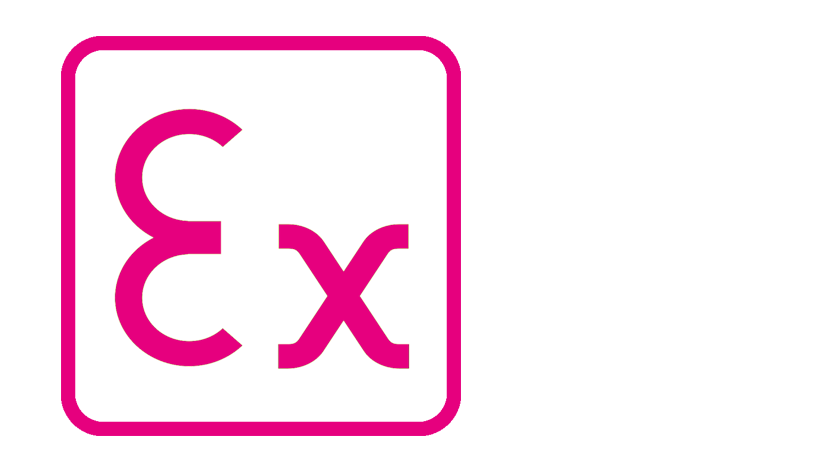 Viereck mit dem Worten EX