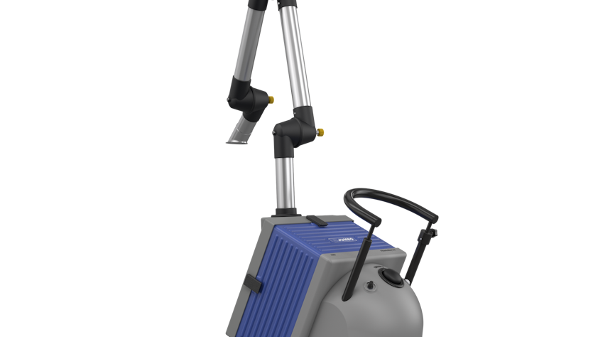 Mobile dust collection system with mounted extraction arm