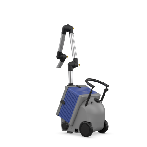 Mobile laser fume extractor in grey and blue