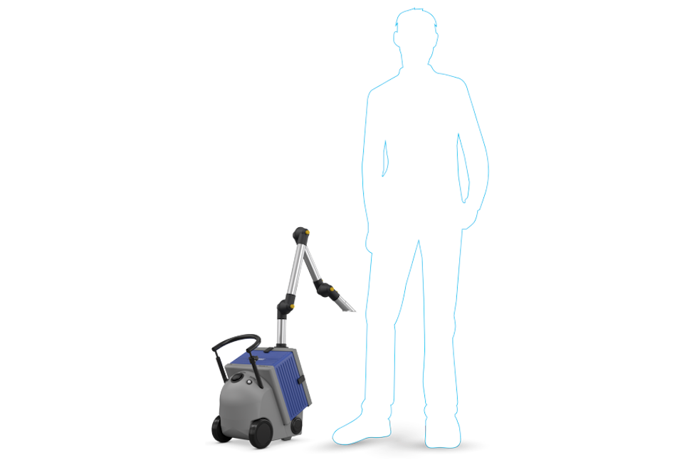 Dimensions of the mobile solder fume extractor