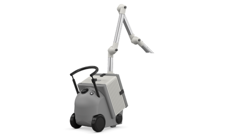 Compact gray extraction system with pull-out handle and mounted extraction arm