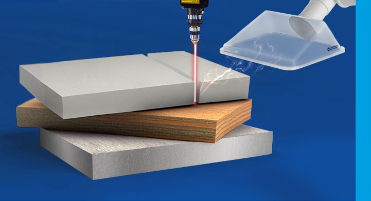 Grafik eines Laserstrahls, der auf verschiedene Materialien trifft