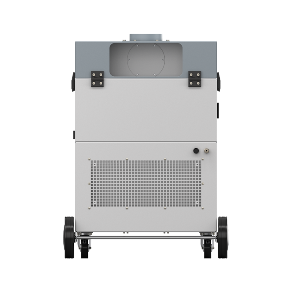 Rear view of the system with exhaust opening in the lower area of the device