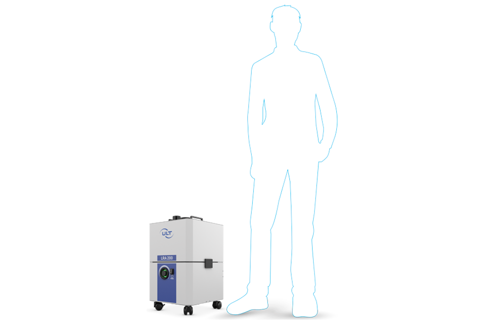 Dimensions of the mobile solder fume extractor