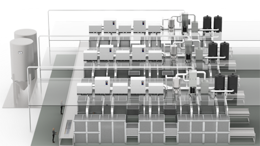 Production plants are encased, air dehumidification systems are placed above them