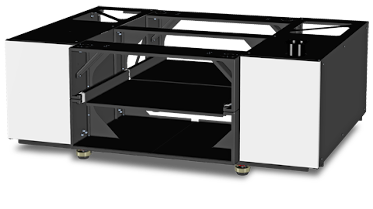 Schwarze Box mit weißen Türen und Öffnungsschlitzen