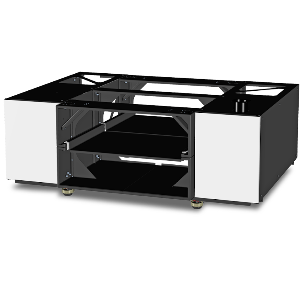 Rendering des Systems mit weißen Türen an den Seiten