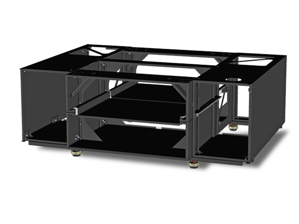 Rendering einer schwarz-grauen Umhausung für Drucker