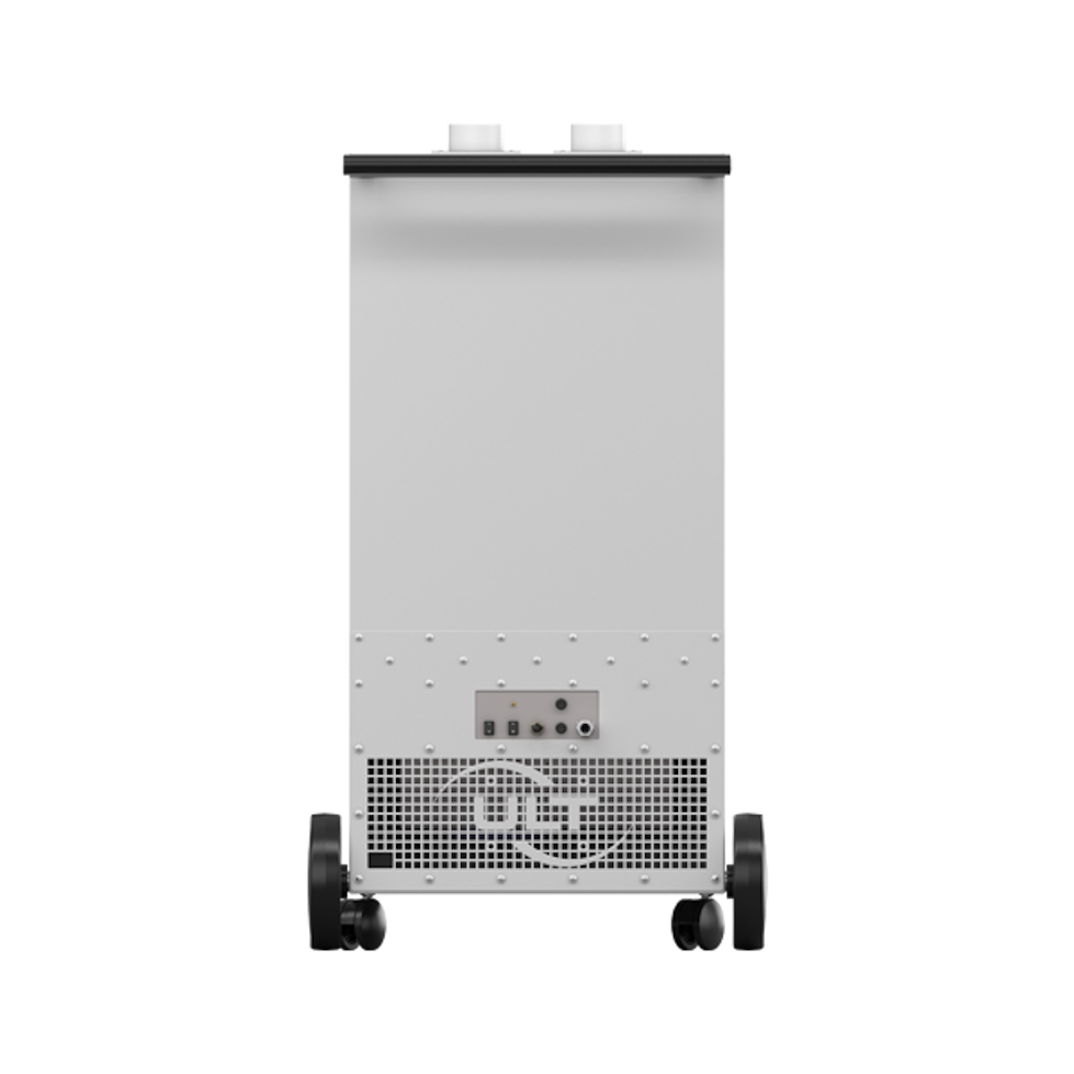 Rückseite des Gerätes mit ULT-Logo auf der Ausblasöffnung