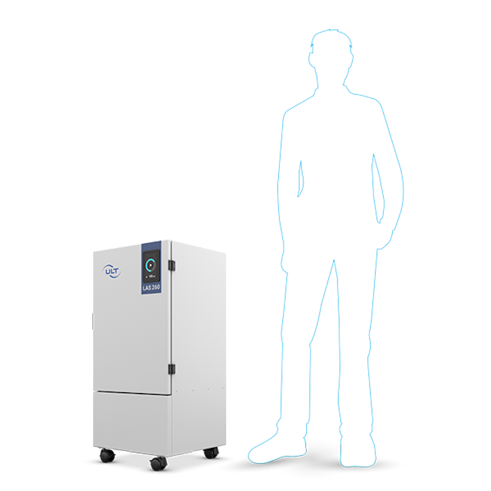 Silhouette eines Menschen neben der Absauganlage LAS 260.1 ProSight