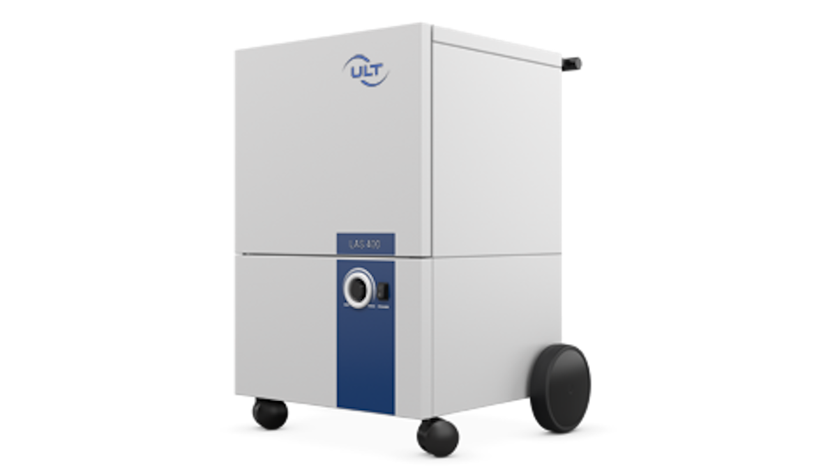 Graues Gerät mit Rollen und Bedienelementen an der Vorderseite