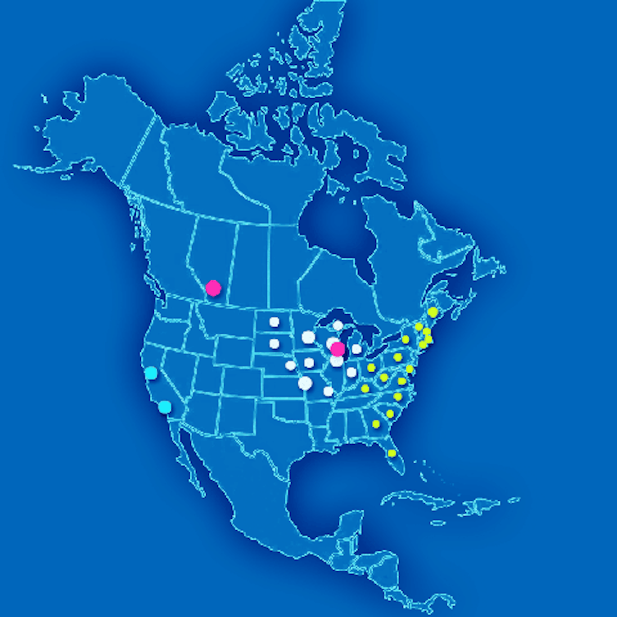 Niederlassungen und Reps für Absauganlagen in USA, Kanada und Mexiko