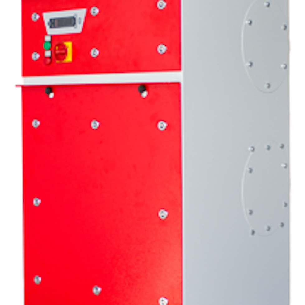 Absaug- und Filteranlage individuell designt. Maschine vor weißem Hintergrund