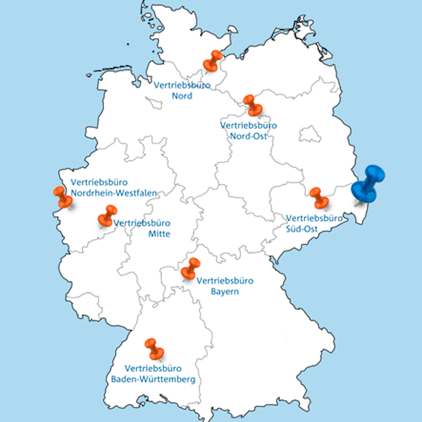 Karte zum Vertriebsnetzwerk der ULT AG in Deutschland
