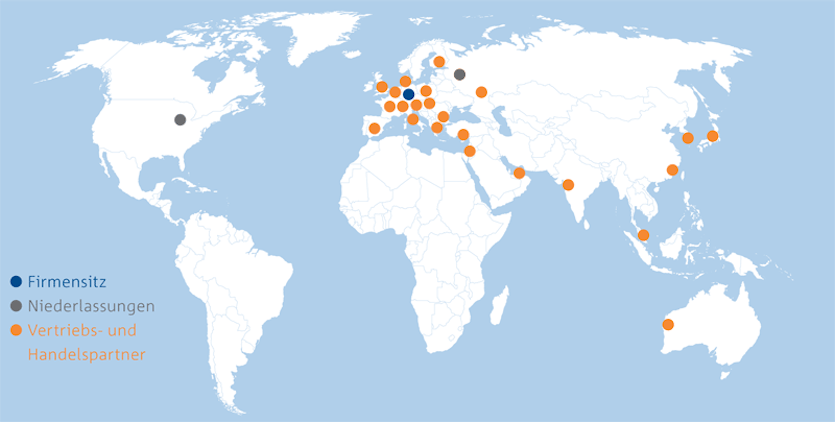 Karte mit den globalen Standorten der ULT AG