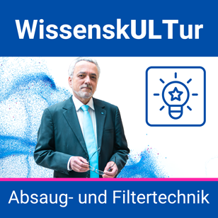 Quadratische Grafik mit einem älteren Mann und Symbol